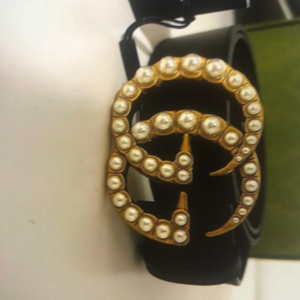 Gucci GG thin leather double G belt